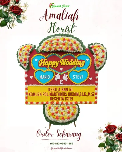 Karangan Papan Bunga Pernikahan di Tanara